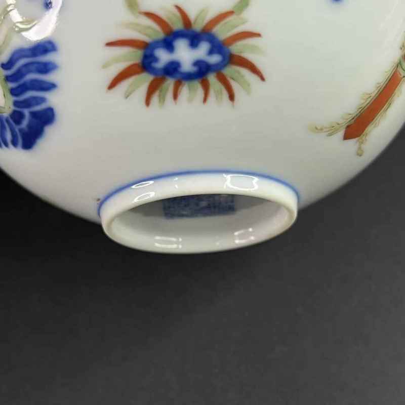 清晚期 青花加彩忍冬纹盏 - 图11