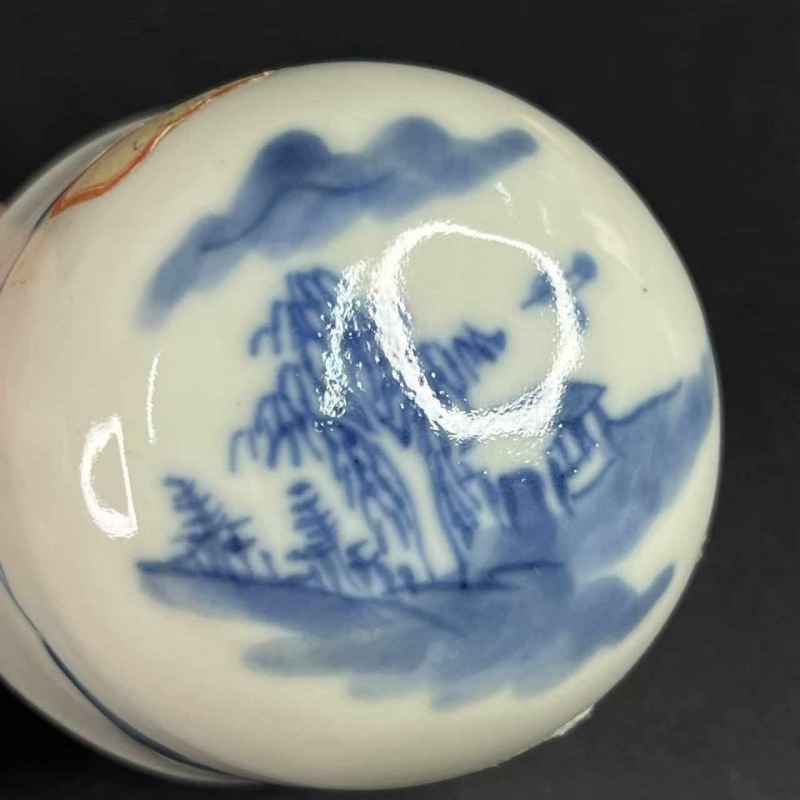 清光绪 青花山水纹骰盅 - 图8