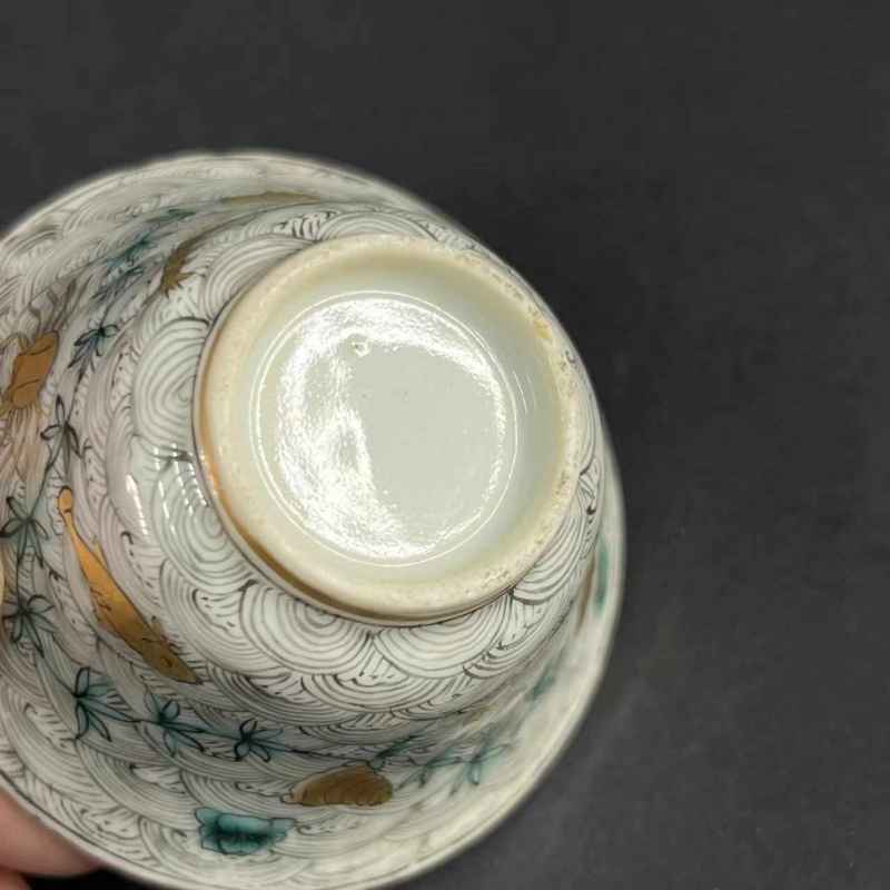 清 粉彩鱼蟹图杯 - 图10