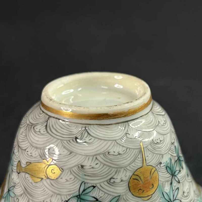 清 粉彩鱼蟹图杯 - 图11