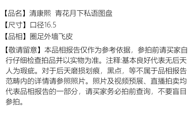 清康熙 青花月下私语图盘 - 图2