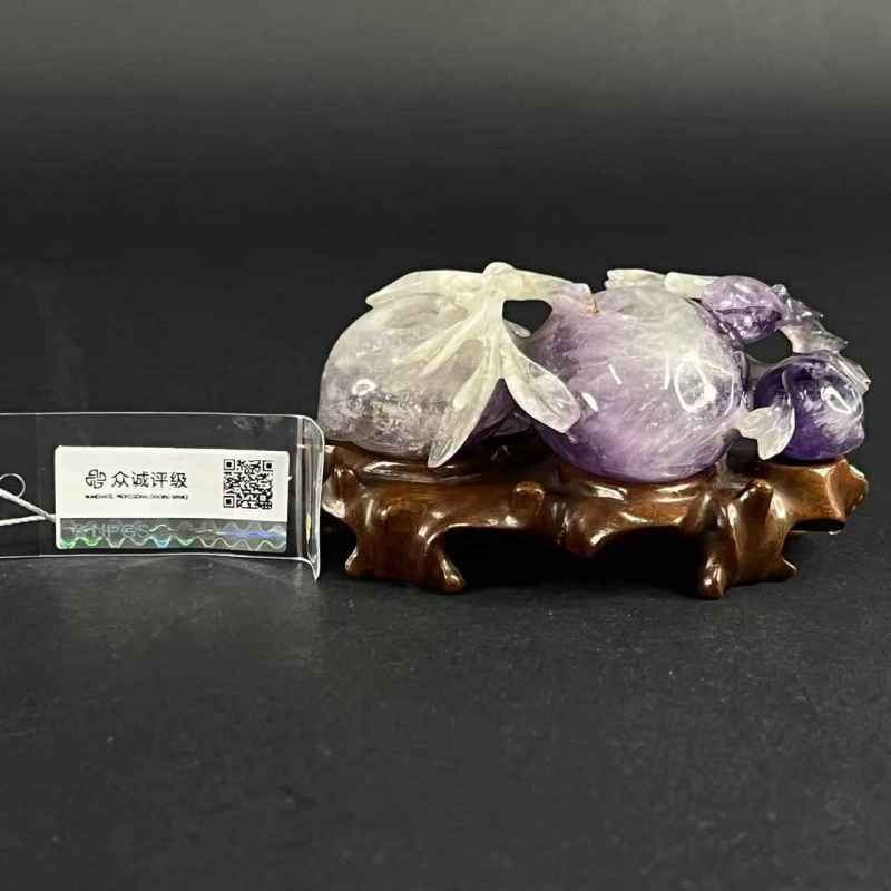 民国 紫晶双桃水盂  （已评级） - 图18