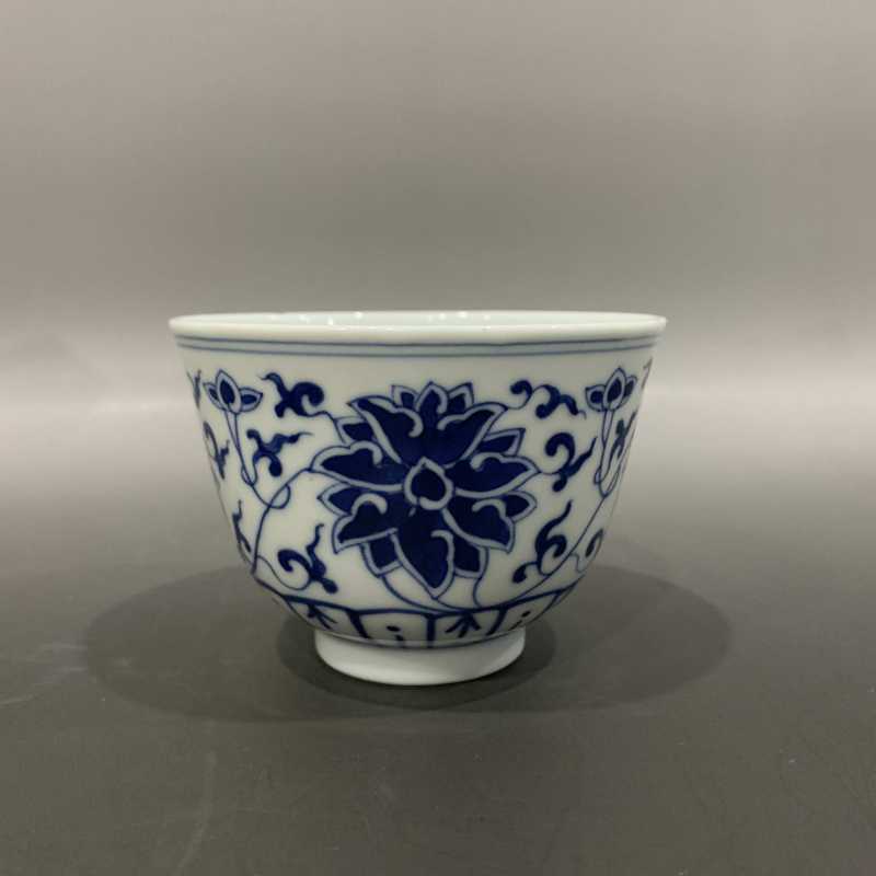 清光绪 青花缠枝莲纹杯