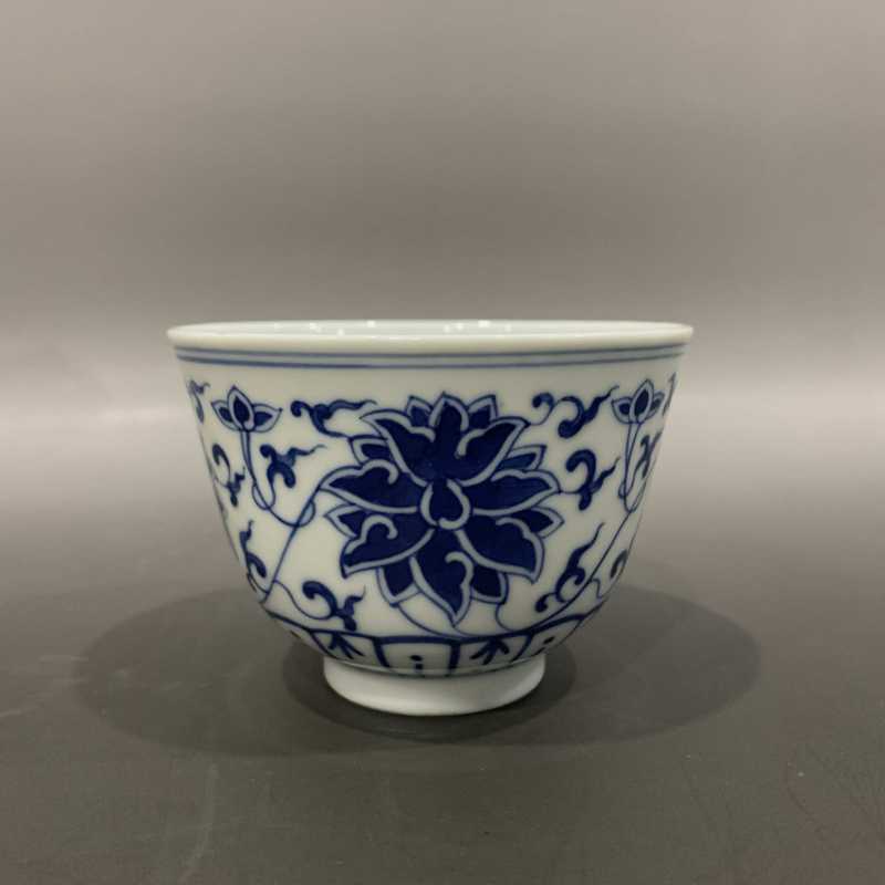清光绪 青花缠枝莲纹杯 - 图2