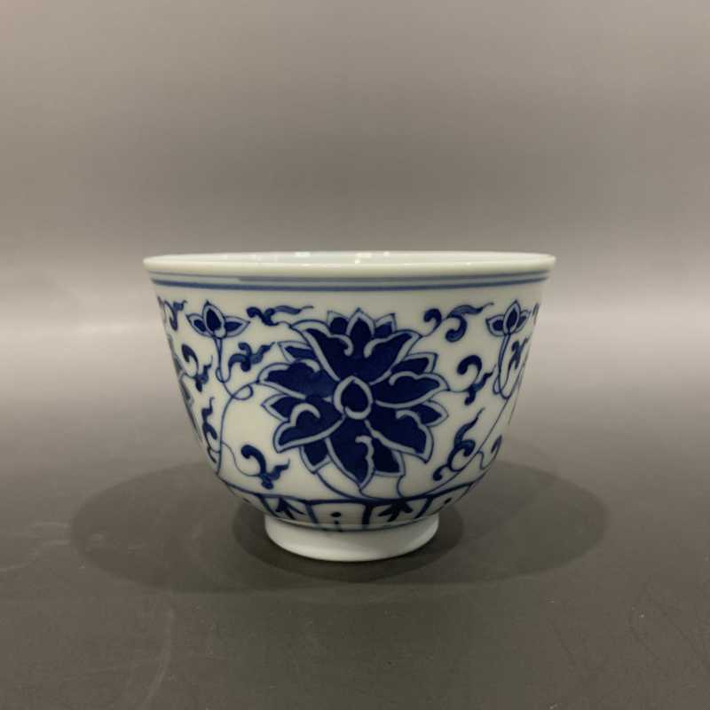 清光绪 青花缠枝莲纹杯 - 图3