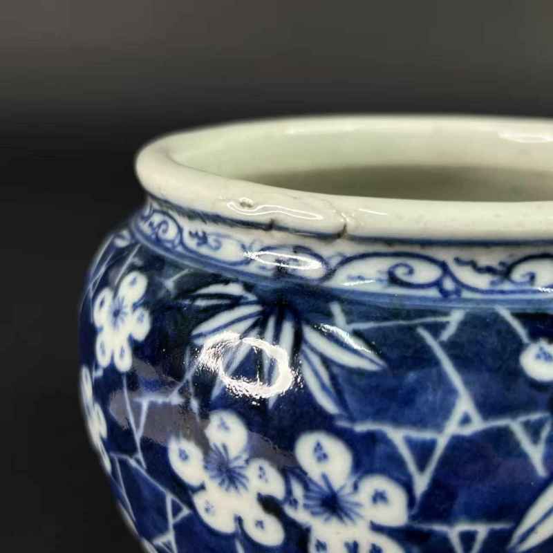 清道光 青花冰梅罐 - 图9