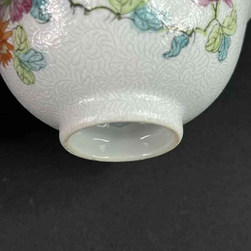 清中期 白轧道花卉压手杯 - 图7
