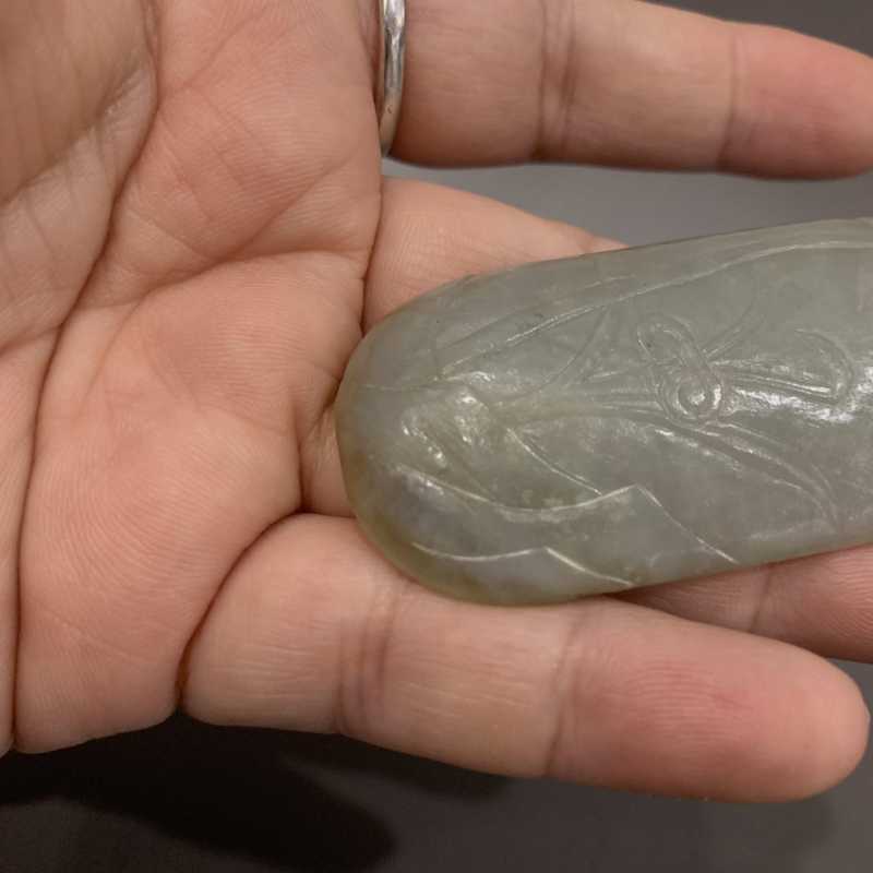 清 青白玉灵芝竹纹瓦子 - 图6