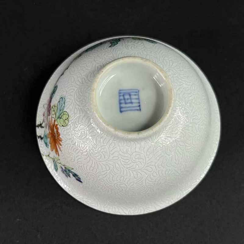 清中期 白轧道花卉压手杯 - 图8