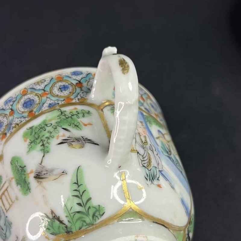 清咸丰 五彩人物花鸟杯碟 - 图7