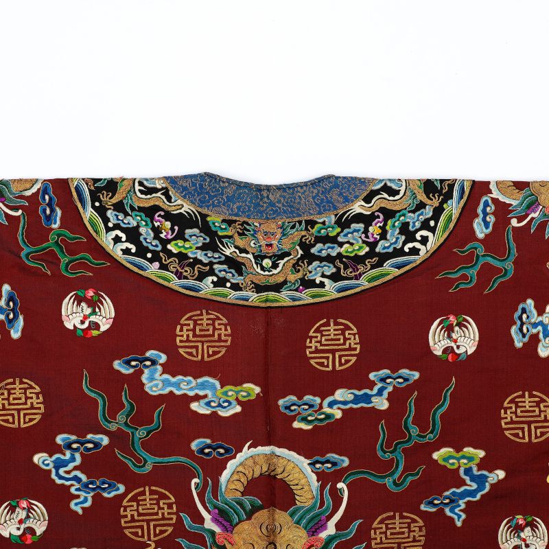 清同治 绛红地盘金彩绣蟒袍 - 图13