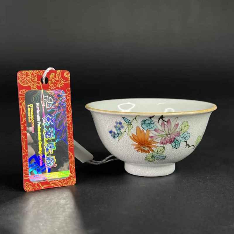 清中期 白轧道花卉压手杯 - 图10