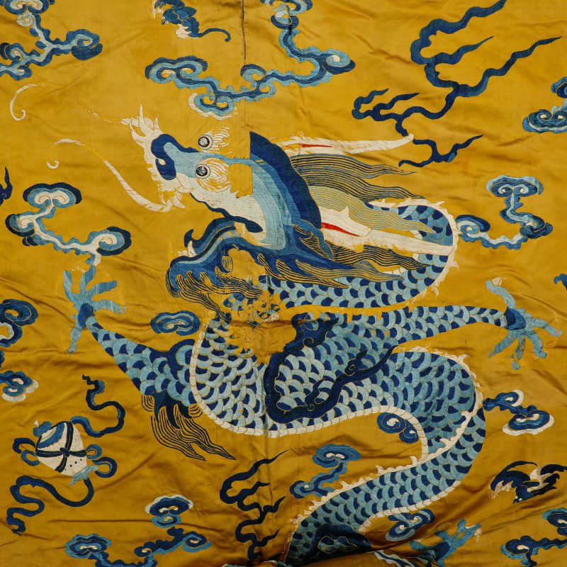 清 黄地彩绣龙纹挂帐 - 图6