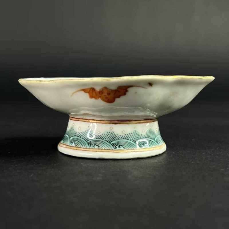 清同治 粉彩金玉满堂纹小高足盘 - 图2