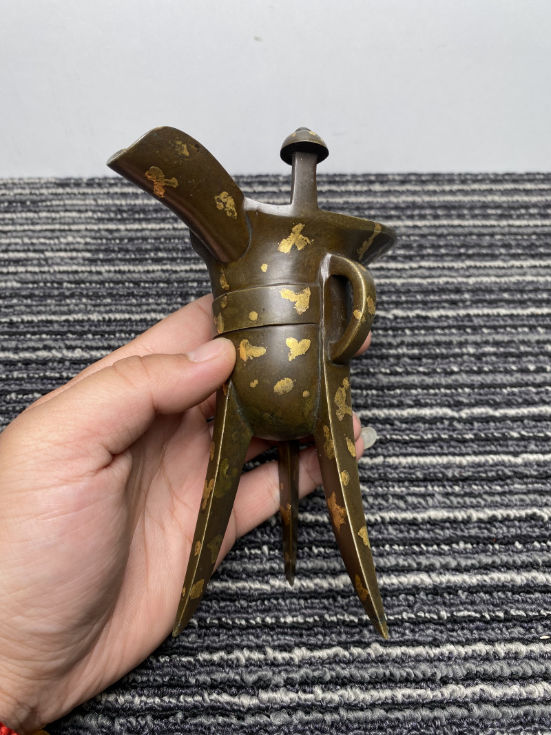 清 铜洒金爵杯 - 图11