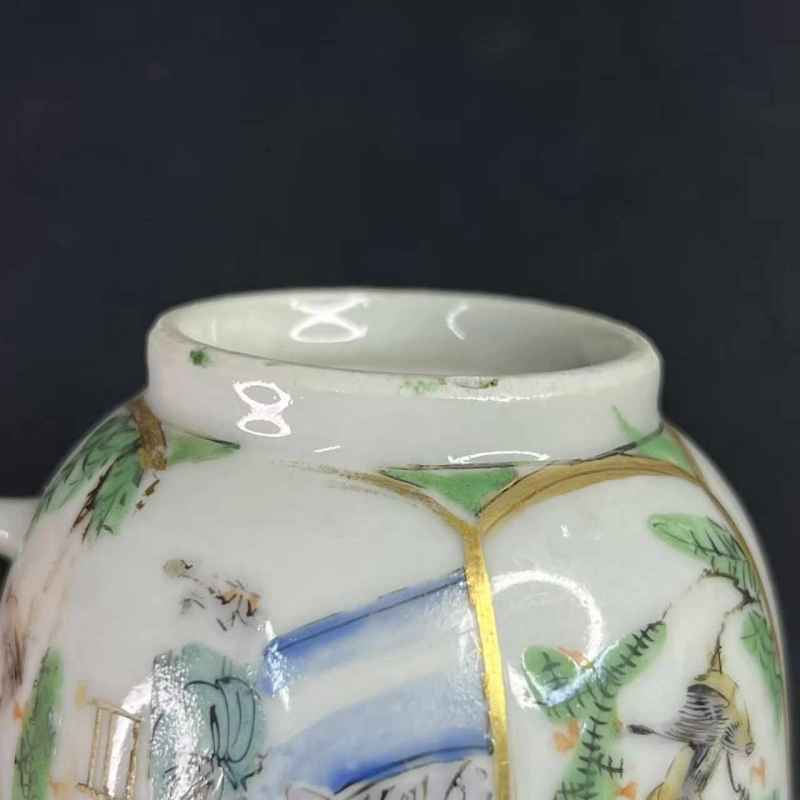 清咸丰 五彩人物花鸟杯碟 - 图13
