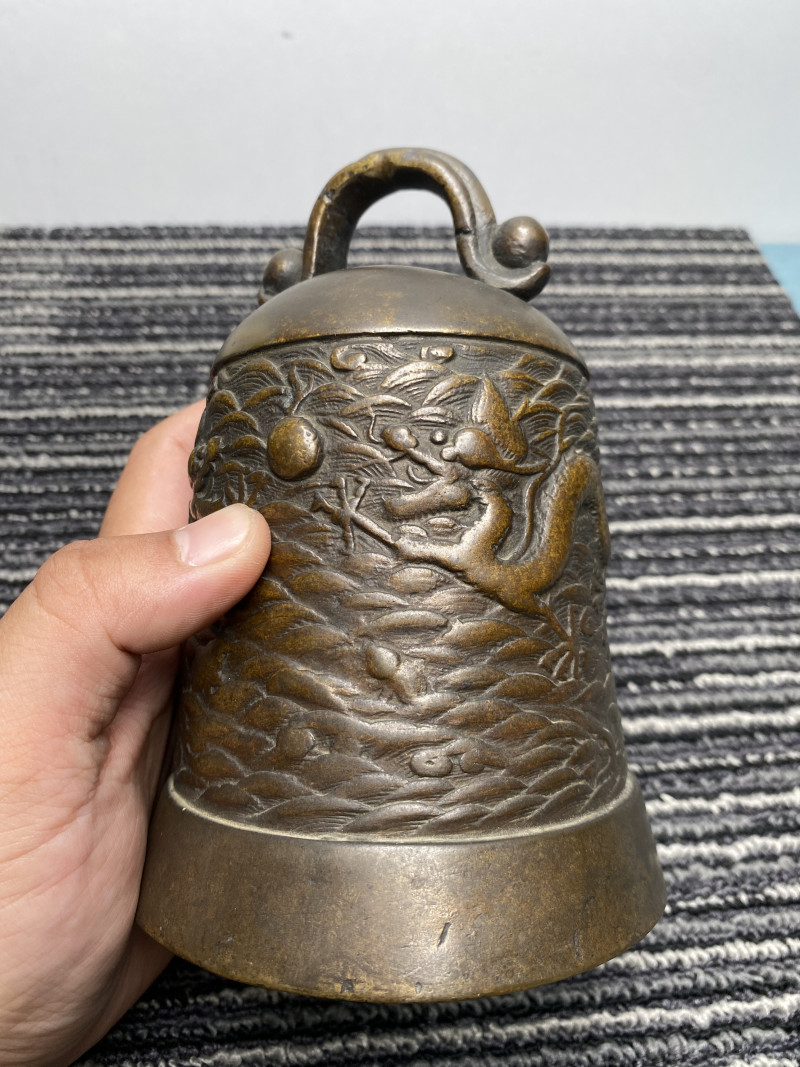 清 铜双龙戏珠纹钟 - 图14