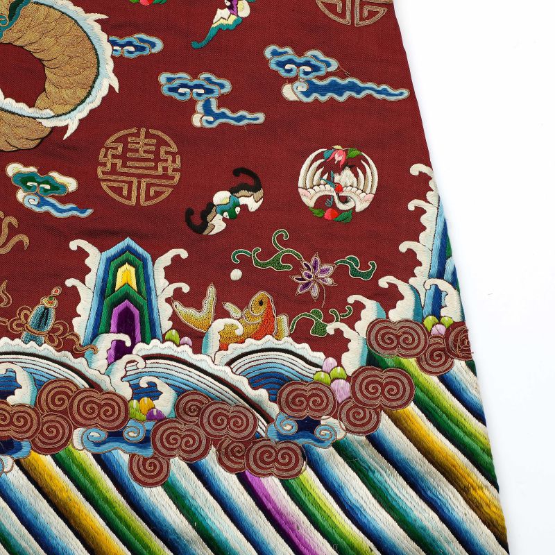 清同治 绛红地盘金彩绣蟒袍 - 图10