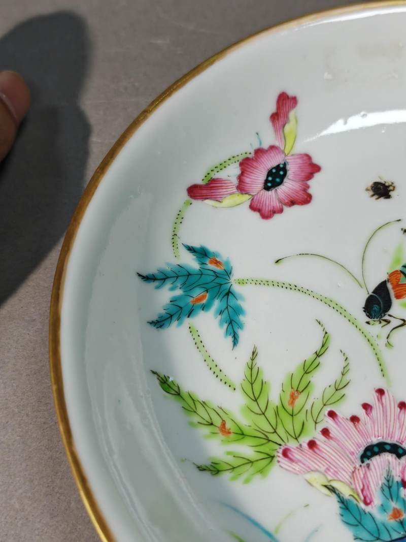    清 粉彩草虫图盘 - 图6
