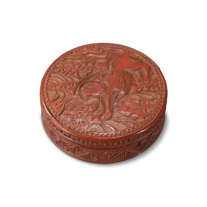 十二至十六世紀 剔彩虎紋圓蓋盒  12TH-16TH CENTURY - 图1