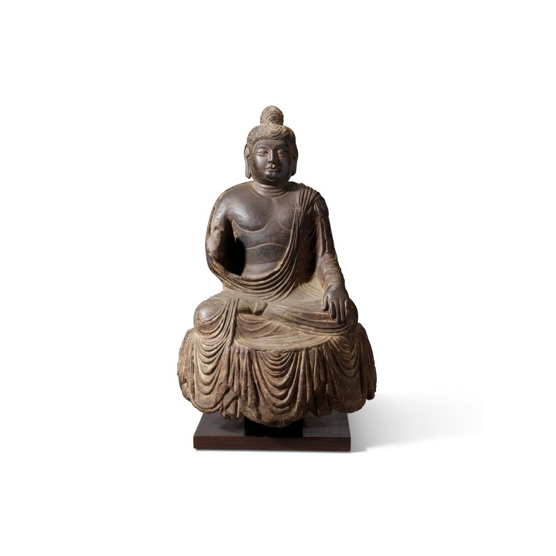 唐 石雕釋迦牟尼佛坐像  TANG DYNASTY (618-907) - 图1