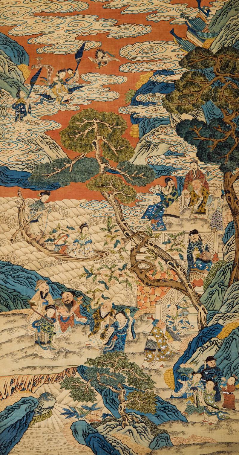 清代 缂丝八仙卷轴