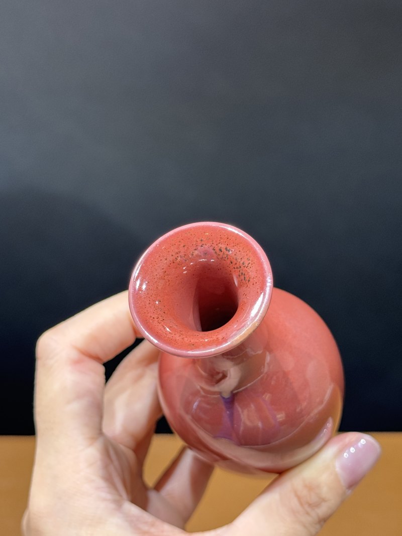清康熙 豇豆红釉柳叶瓶 - 图4