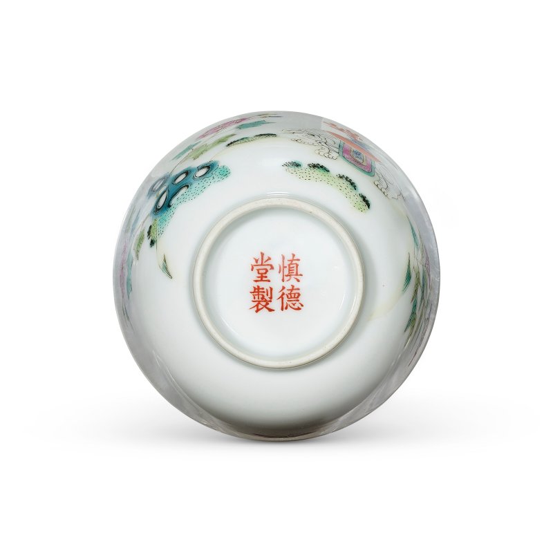 清道光 粉彩太平有象盃一對 「慎德堂製」礬紅款  SHENDE TANG ZHI IRON-RED MARKS, DAOGUANG PERIOD (1821-1850) - 图2