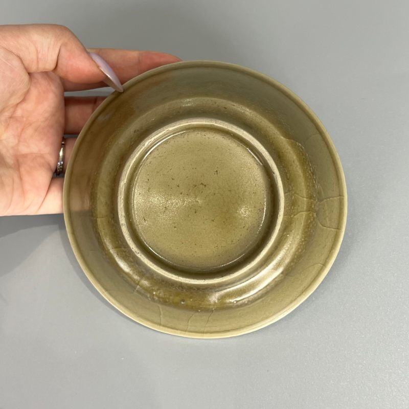 明代 龙泉窑青黄釉直边洗 - 图7