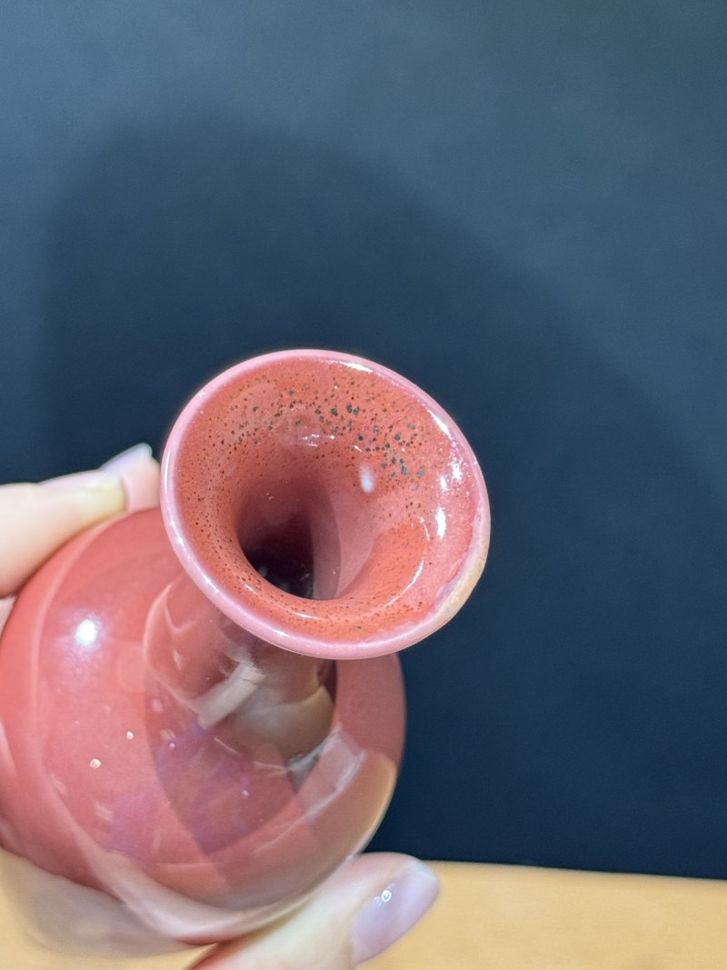清康熙 豇豆红釉柳叶瓶 - 图5