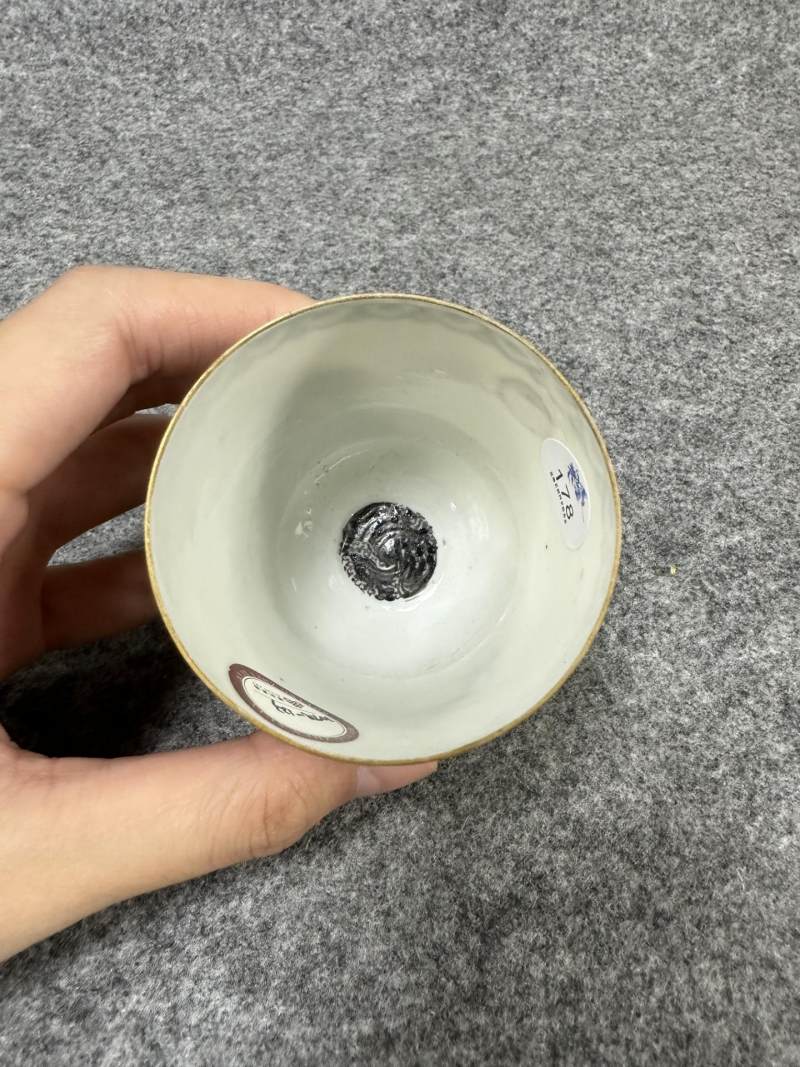    民国 薄胎粉彩竹林七贤杯 - 图7