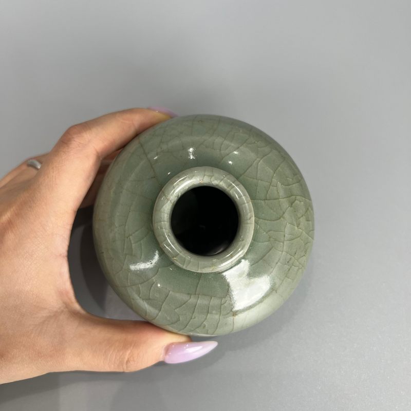 明代 龙泉窑梅子青釉水盂 - 图5