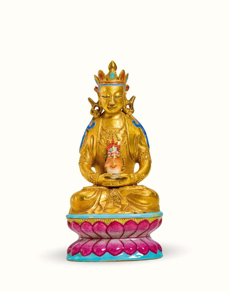 清乾隆 粉彩金身随身佛 - 图1