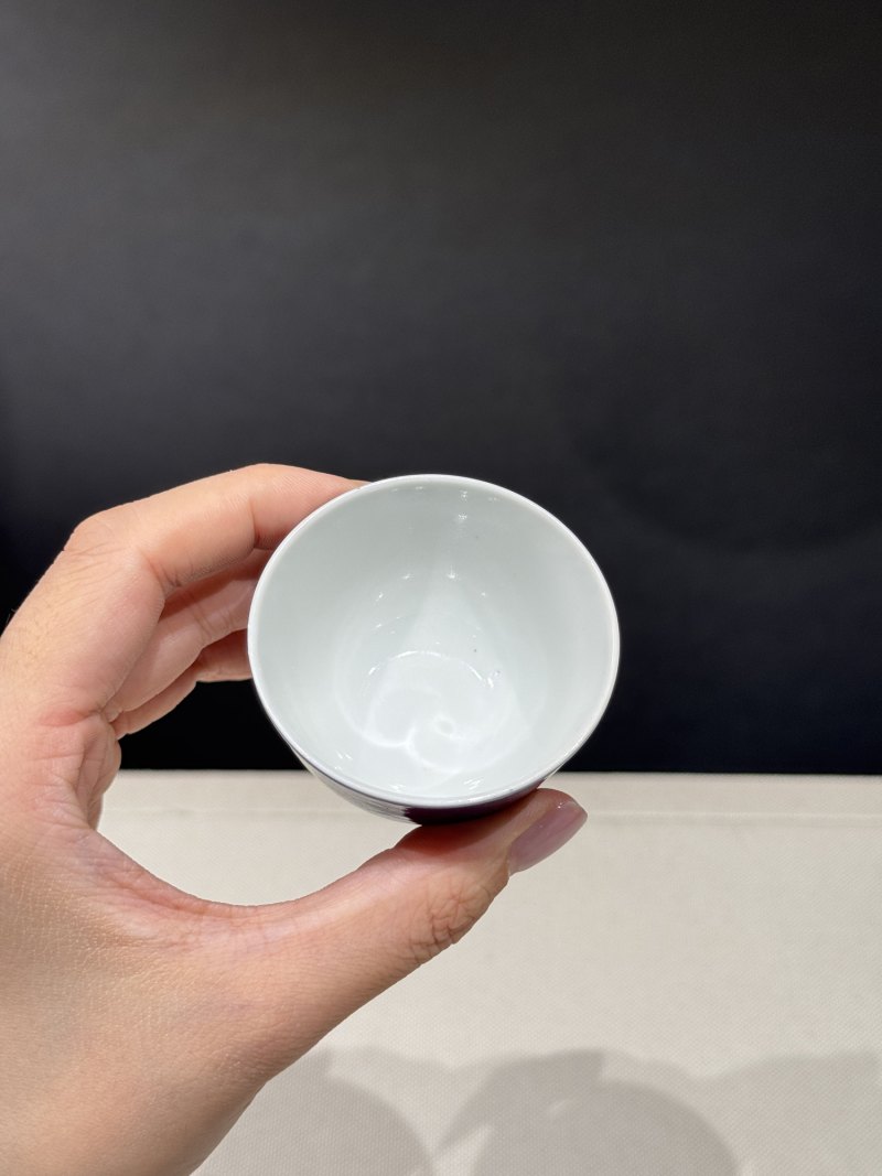 清道光二十四年 蓝釉金彩诗文卧足杯 - 图13
