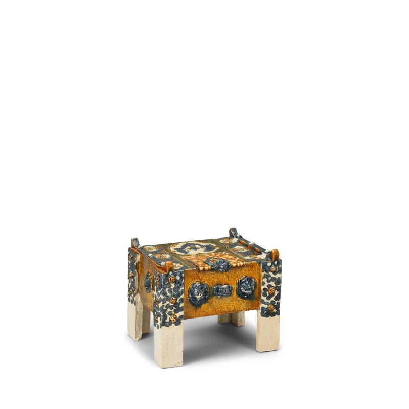 唐　三彩加藍錢櫃 | AN EXTREMELY RARE BLUE-SPLASHED AND SANCAI-GLAZED MONEY CHEST - 图5