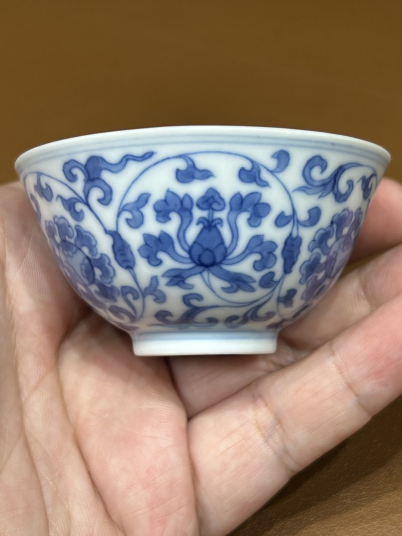 清雍正 青花宝相花纹小杯一对 - 图12