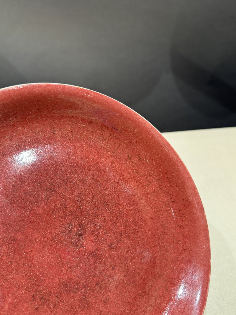 清康熙 郎窑红釉盘 - 图5