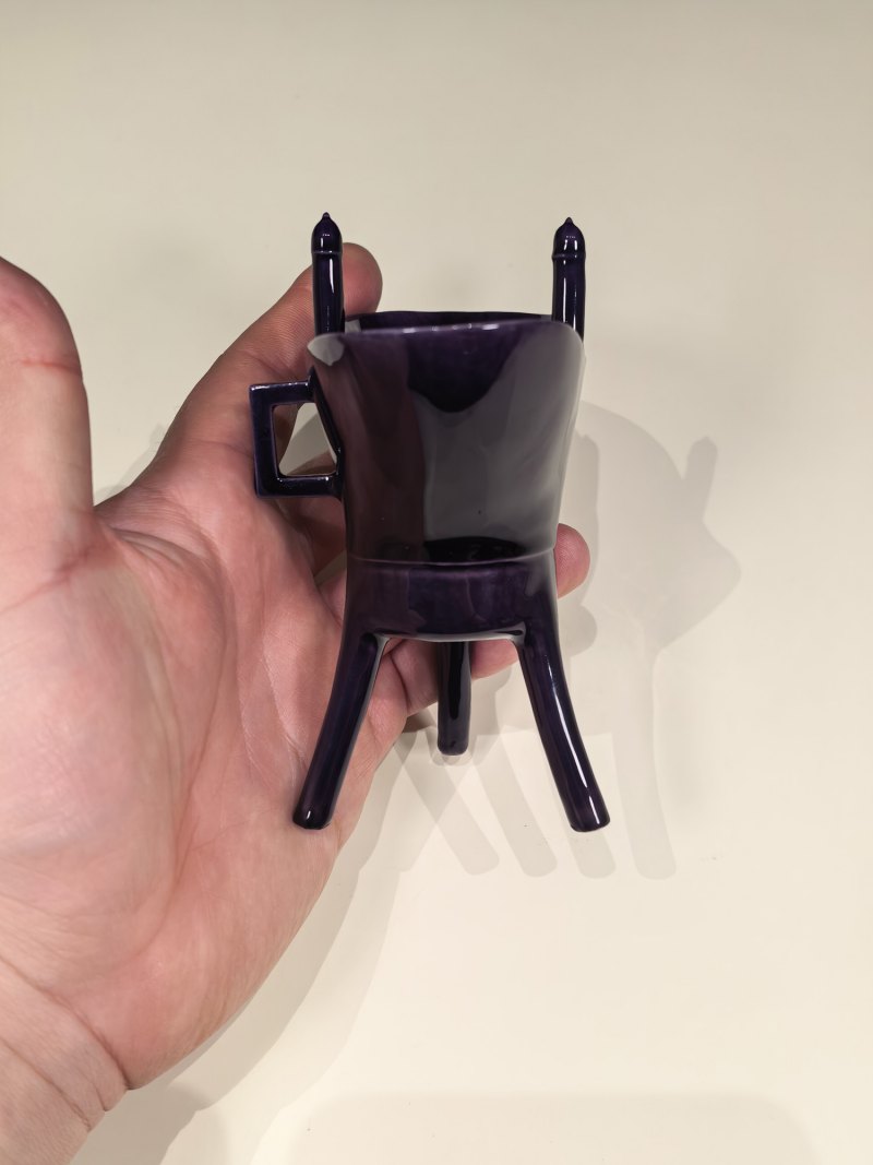 清乾隆 茄皮紫釉爵杯 - 图5