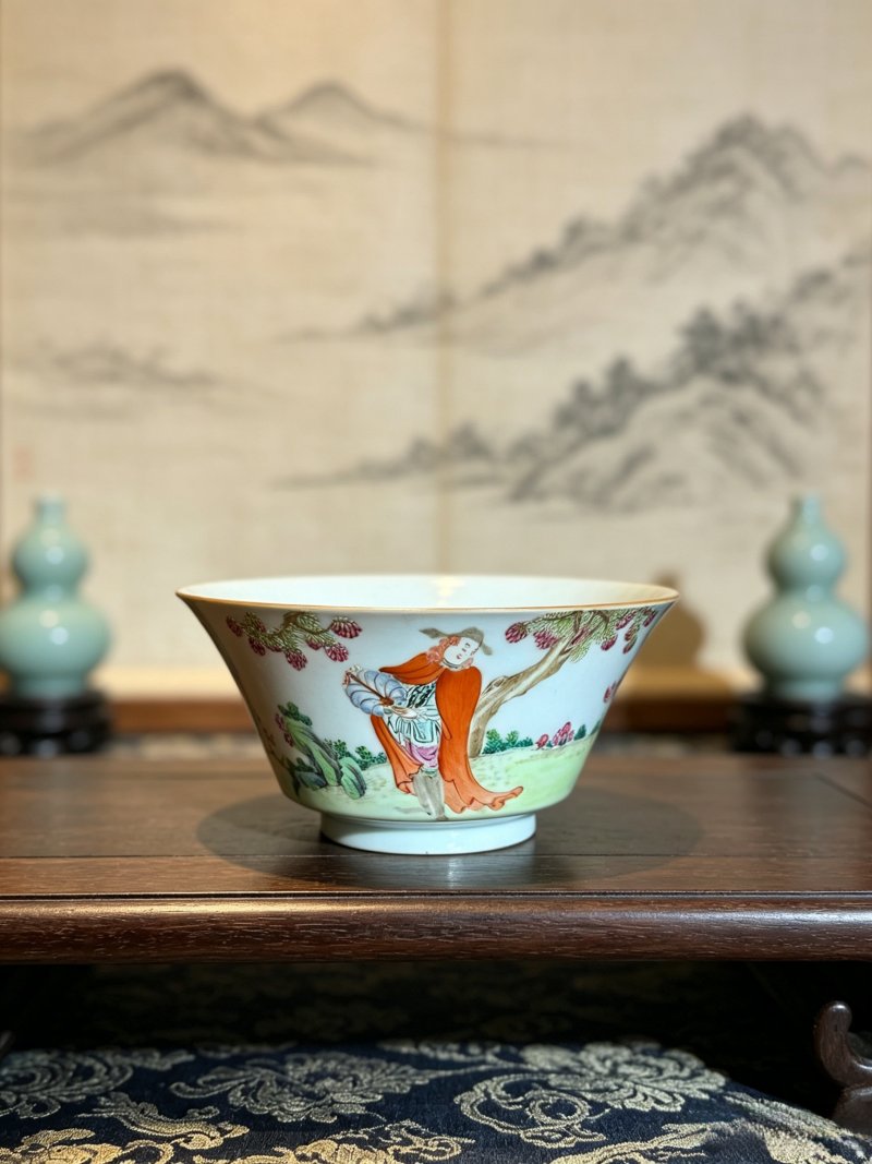 清乾隆 粉彩人物折腰碗 - 图1