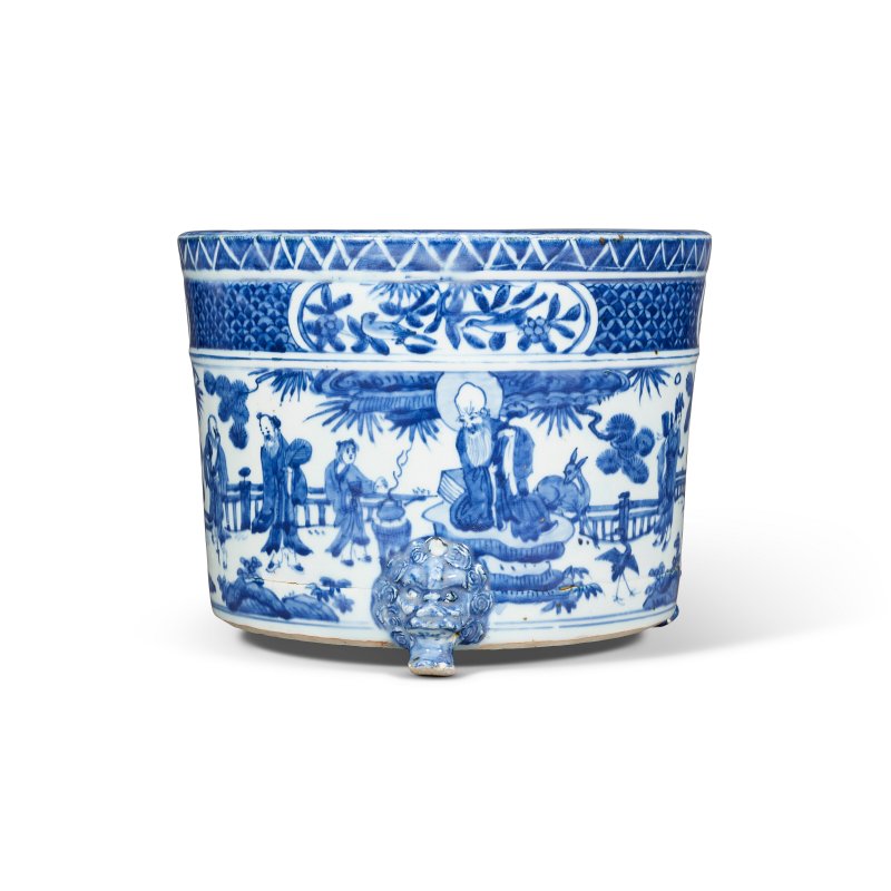 明萬曆 青花八仙賀壽圖三足爐  WANLI PERIOD (1573-1620) - 图1