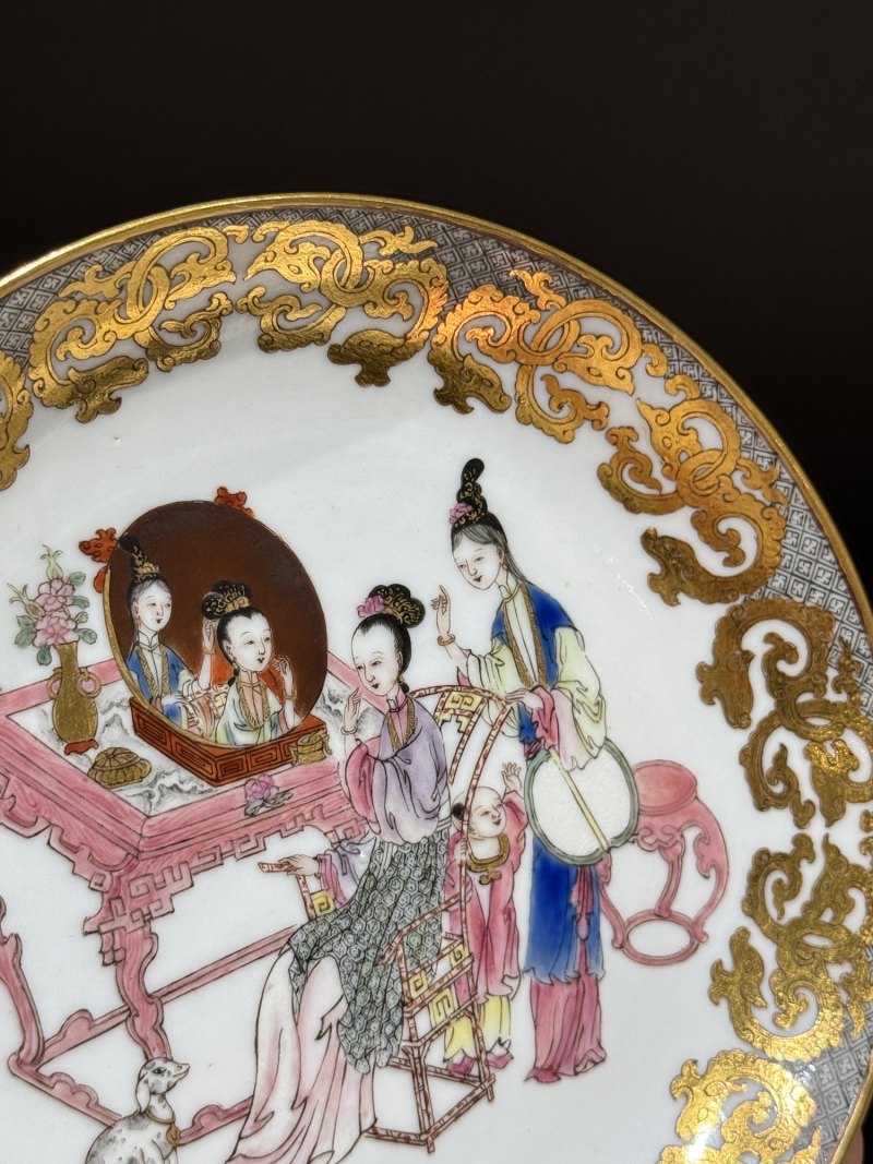 清雍正-乾隆 广珐琅仕女图杯碟一套 - 图12