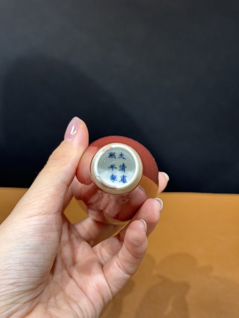 清康熙 豇豆红釉柳叶瓶 - 图8