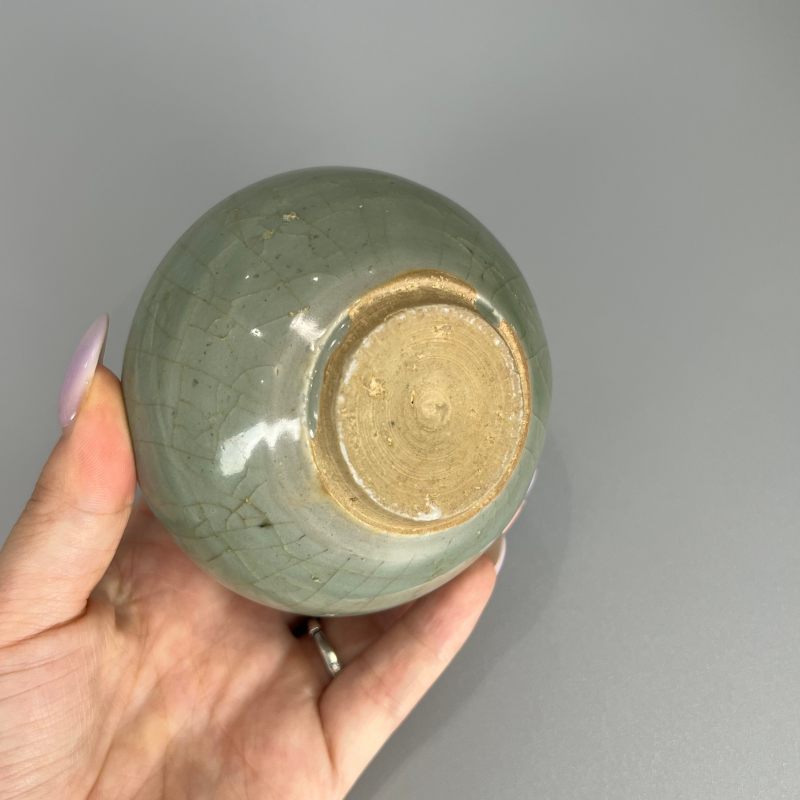 明代 龙泉窑梅子青釉水盂 - 图8