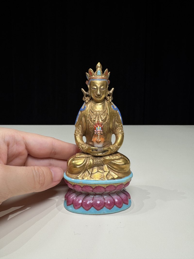 清乾隆 粉彩金身随身佛 - 图4