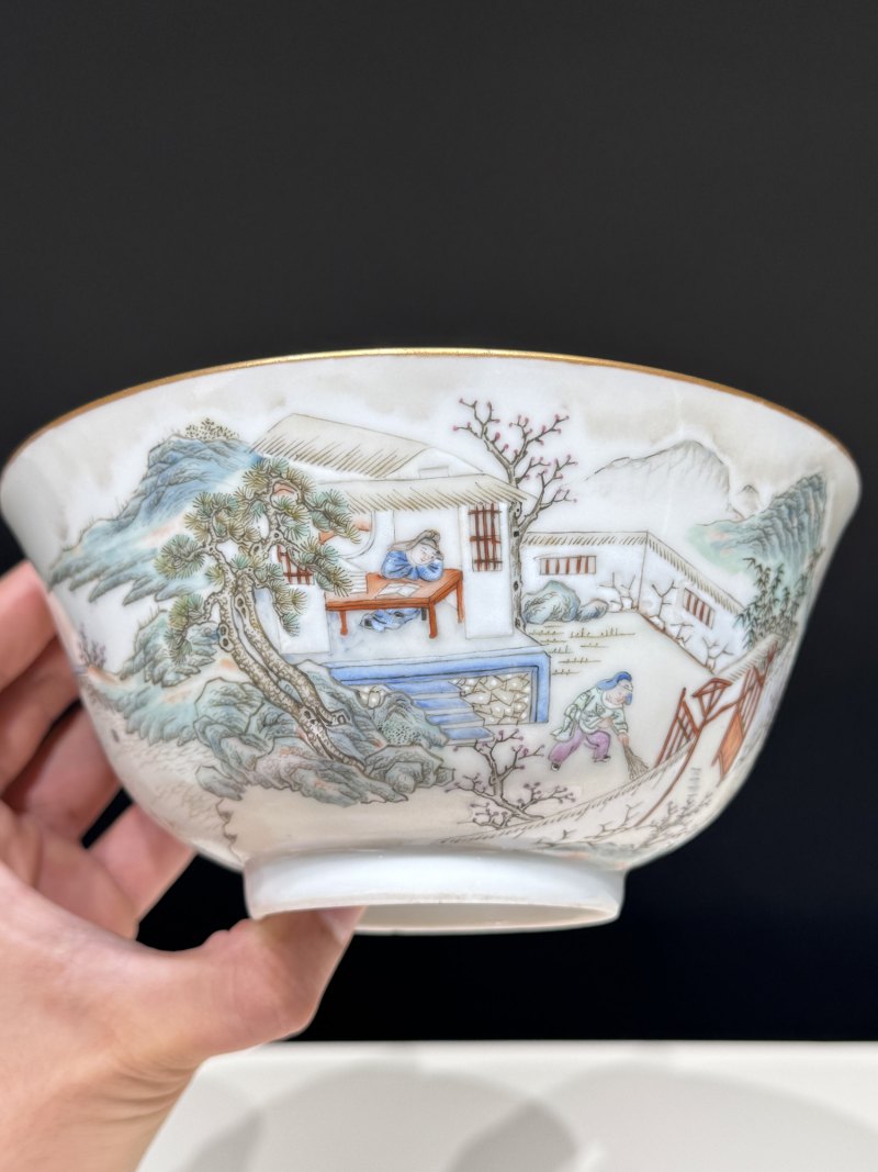 清咸丰 粉彩“三顾茅庐”故事图碗 - 图7