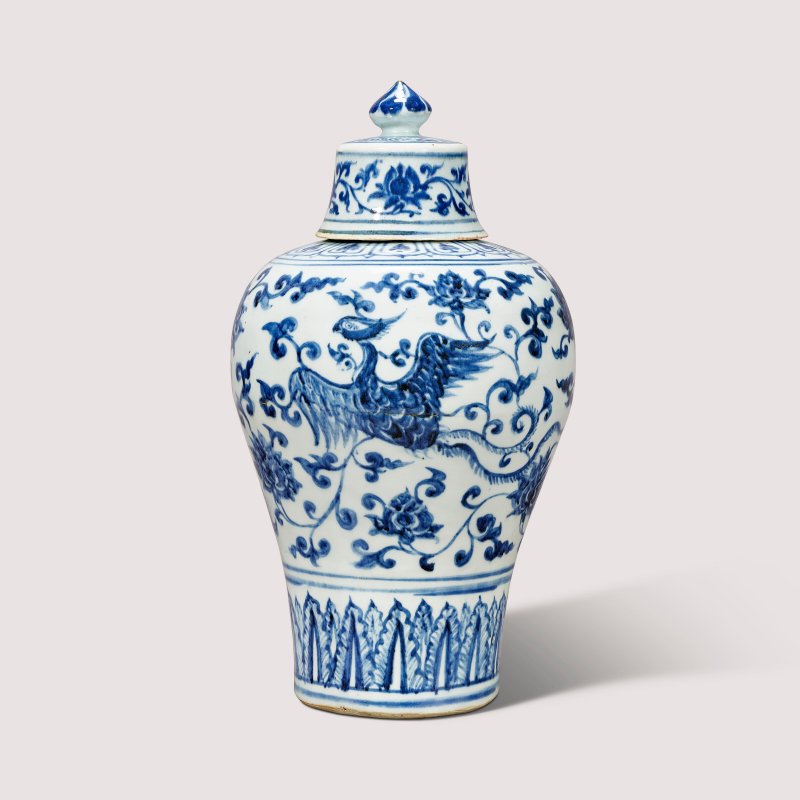 明正統 青花鳳凰穿蓮紋帶蓋梅瓶  ZHENGTONG PERIOD (1436-1449) - 图1