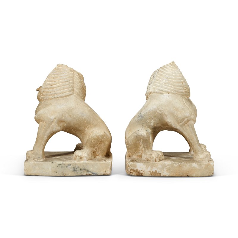 唐 漢白玉雕獅子一對  TANG DYNASTY (618-907) - 图3