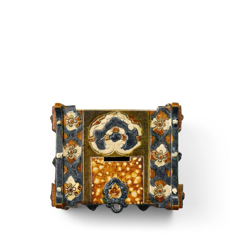 唐　三彩加藍錢櫃 | AN EXTREMELY RARE BLUE-SPLASHED AND SANCAI-GLAZED MONEY CHEST - 图7