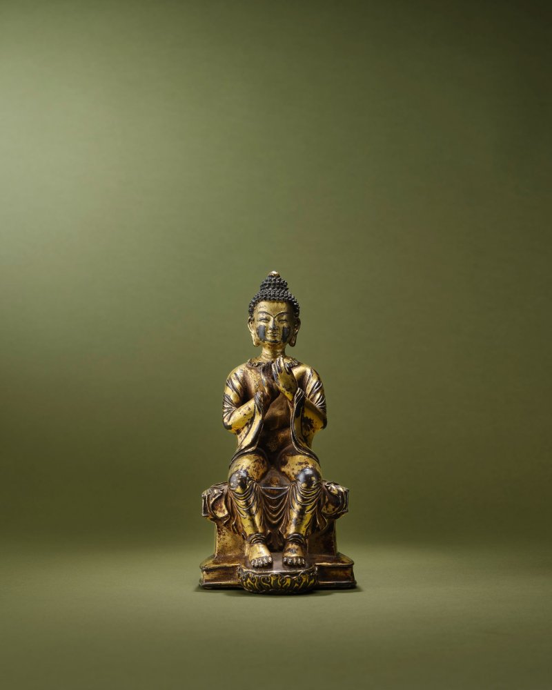 元　銅合金鎏金彌勒菩薩坐像 | A RARE GILT COPPER-ALLOY FIGURE OF BUDDHA MAITREYA