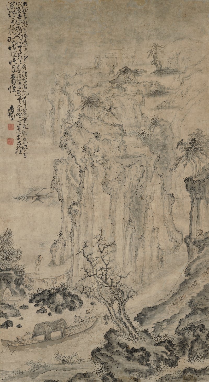 清 黃慎（1687-1770）  春江行舟 - 图1